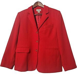 LL Bean Womens Cashmere Wool Blend Coat Sz 10P Notched Lapel Topcoat Blazer